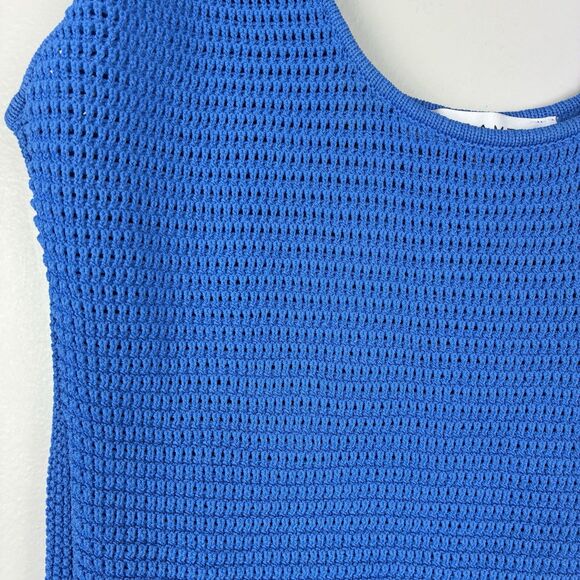 FRAME Denim Scoop Knit Sweater Tank Top Blue Sz M Nautical Preppy Classic - Picture 2 of 6